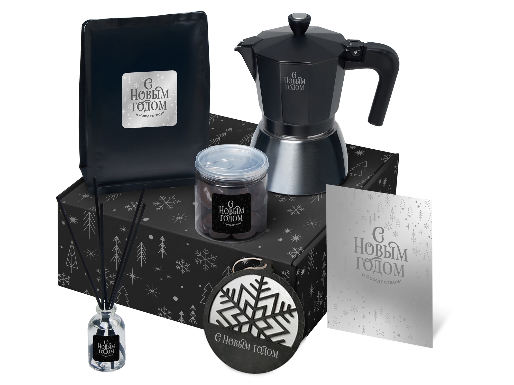 Подарочный набор Re:Vive с гейзерной кофеваркой, кофе и диффузором с логотипом  | Print Logo