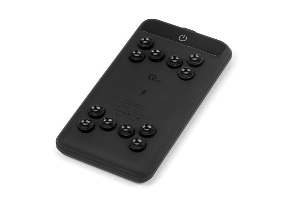 Беспроводной внешний аккумулятор Airbank, 10000 mAh с логотипом Qjet | Print Logo