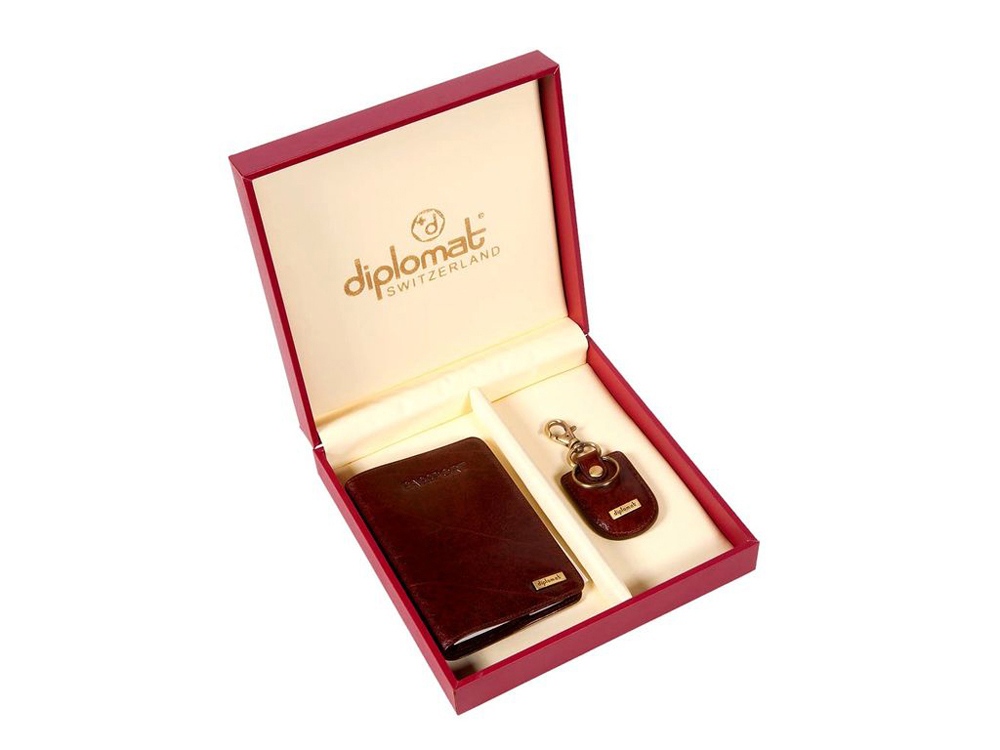 Набор: обложка для паспорта, брелок с логотипом Diplomat | Print Logo